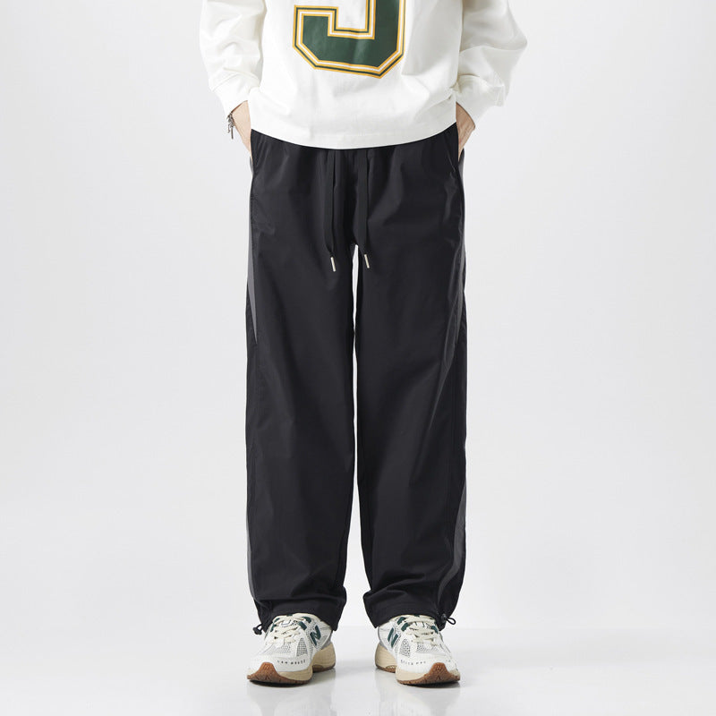 Sports And Leisure American High Street Retro Patchwork Striped Wide Leg Outdoor Technical Trousers Straight-leg Trousers