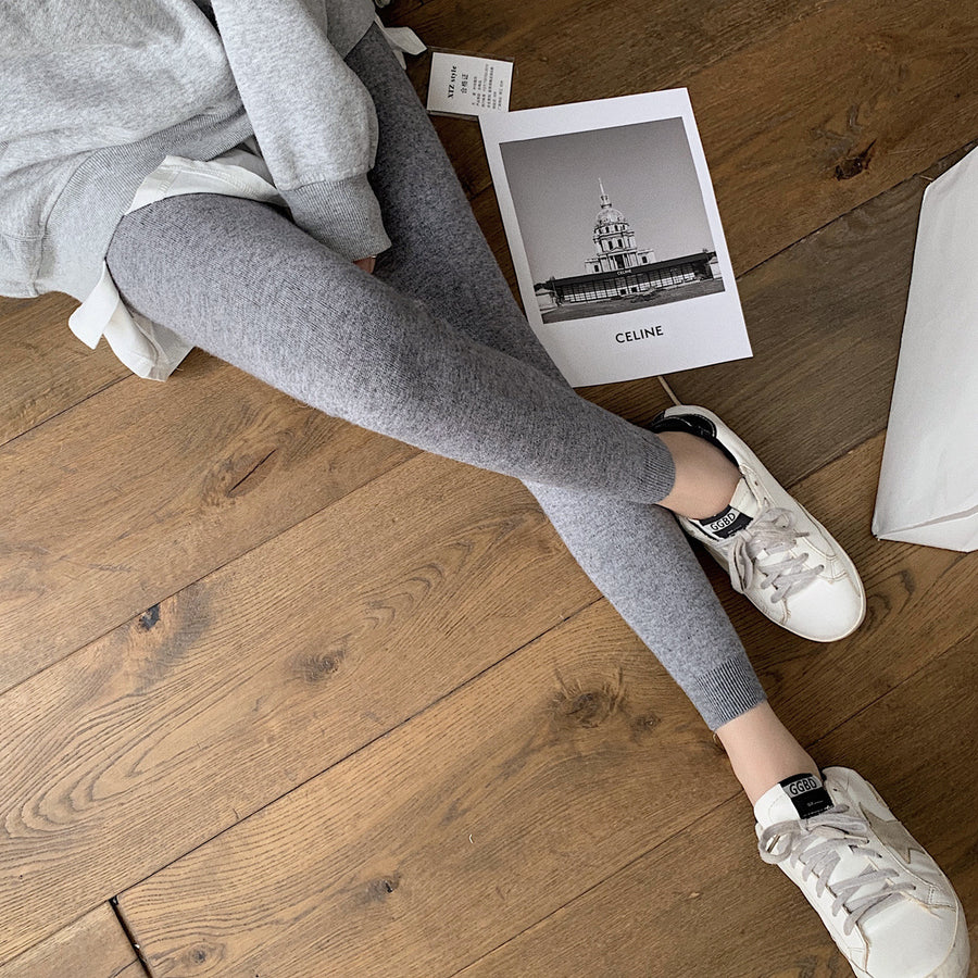Black technical wool thermal pants