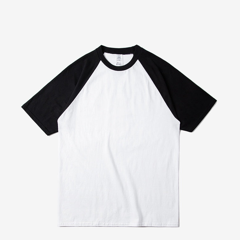 Basic Contrast Splicing Round Neck Short Sleeve Pillow Sleeve Printless Men's T-Shirt