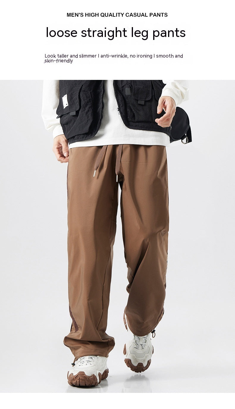 Sports And Leisure American High Street Retro Patchwork Striped Wide Leg Outdoor Technical Trousers Straight-leg Trousers