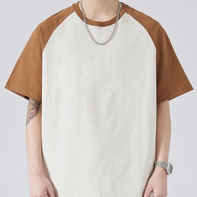 Basic Loose Raglan Sleeve Cotton Short-sleeved T-shirt For Men