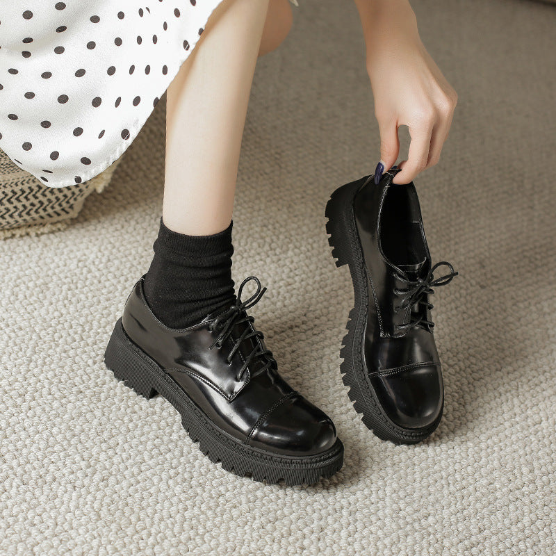 Solid Color Versatile Retro Slip-on Platform Women's Shoes