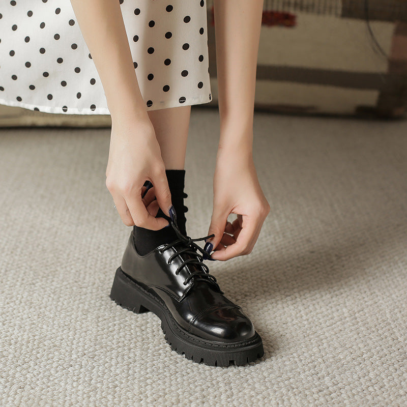 Solid Color Versatile Retro Slip-on Platform Women's Shoes