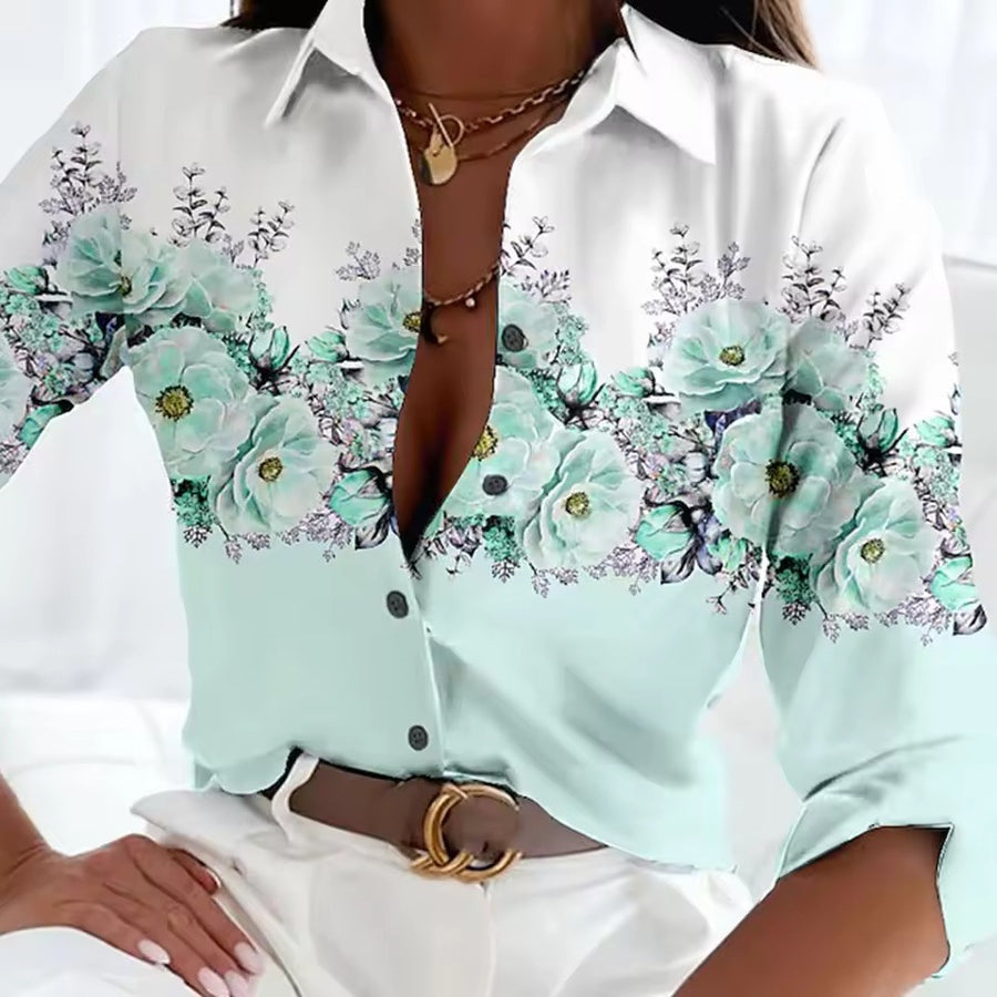 Elegant Women's Floral 3D Printed Shirt