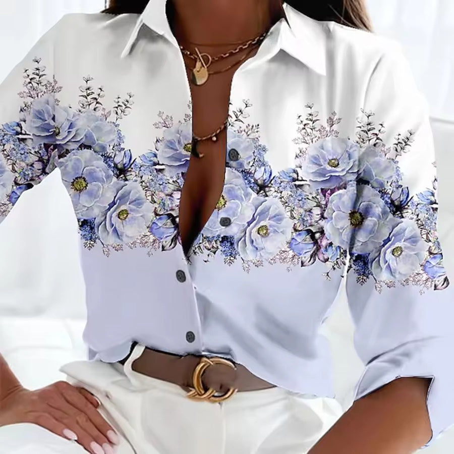 Elegant Women's Floral 3D Printed Shirt
