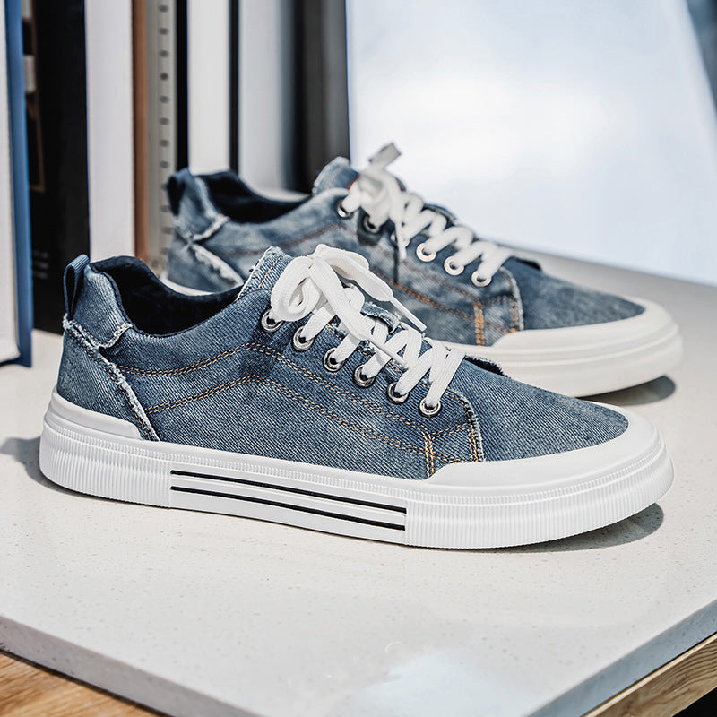 Men's Korean-style Fashion Plus Size Low-top Casual Denim All-matching Sneakers