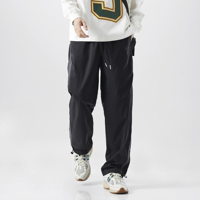 Sports And Leisure American High Street Retro Patchwork Striped Wide Leg Outdoor Technical Trousers Straight-leg Trousers
